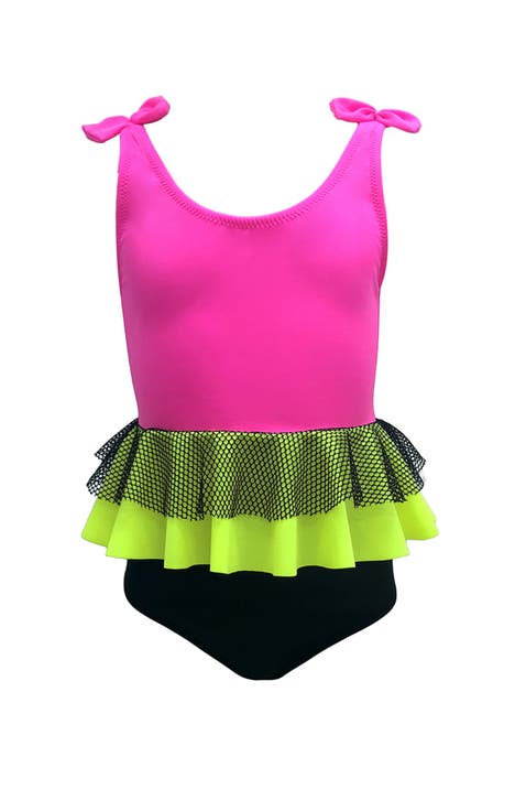 Layered Mesh Tutu with Tie Shoulders One-Piece Swimsuit, Toddler, Little Kid & Big Kid