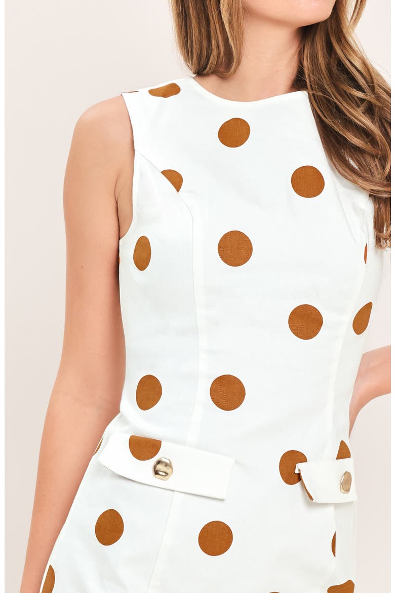 Polka Dot Minidress, Alternate, color, IVORY/BROWN