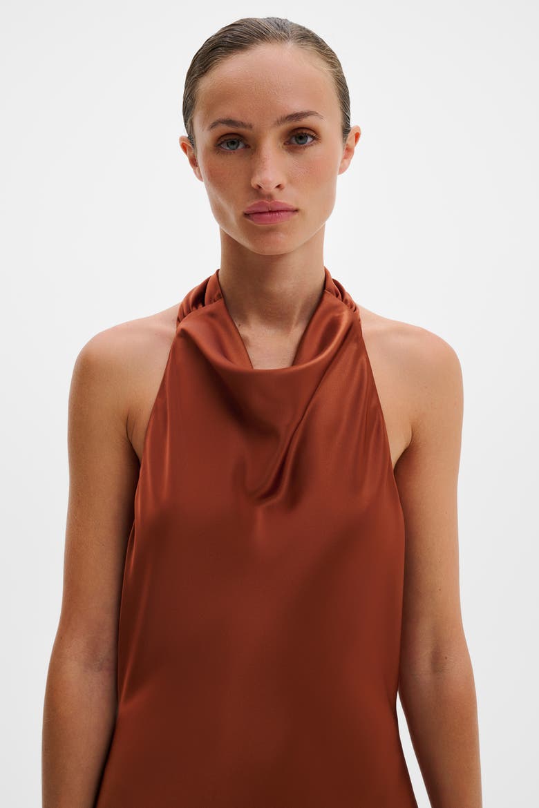 Tessie Open Back Halterneck Maxi Dress, Alternate, color, Rust