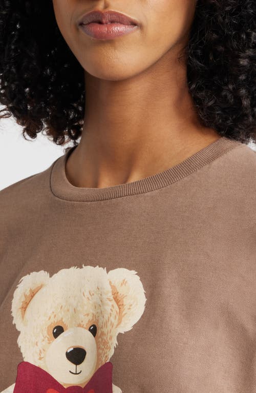 Vinyl Icons Bow Tie Bear Cotton Graphic T-shirt In Brown