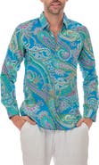RANEES Paisley Linen Blend Button-Up Shirt