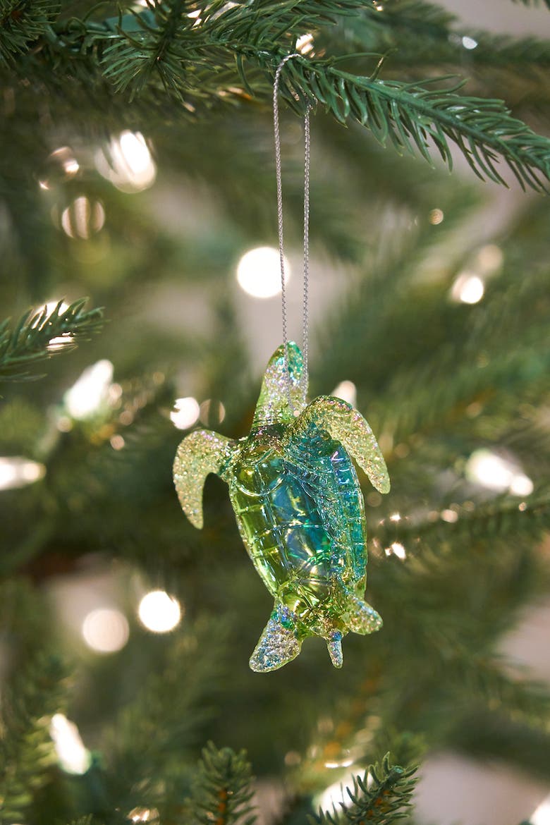 Sea Turtle Christmas Xmas Ornament, Alternate, color, Green
