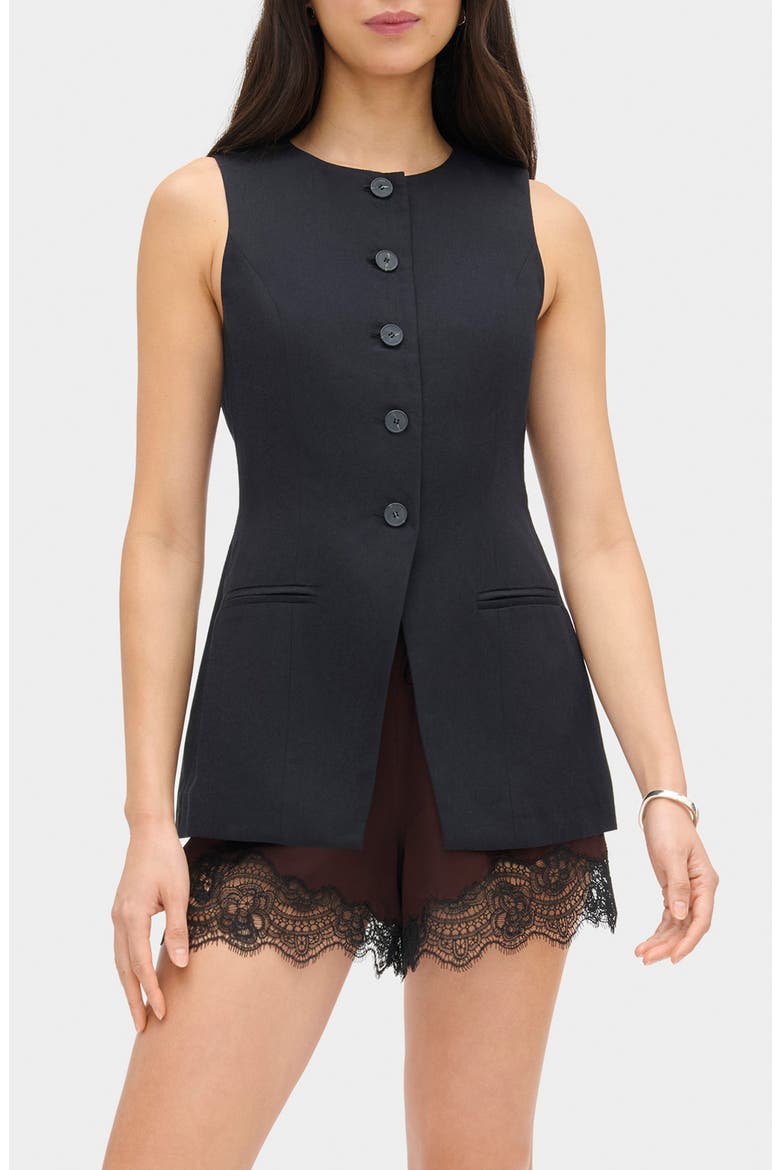 Leo Collarless Vest, Main, color, BLACK