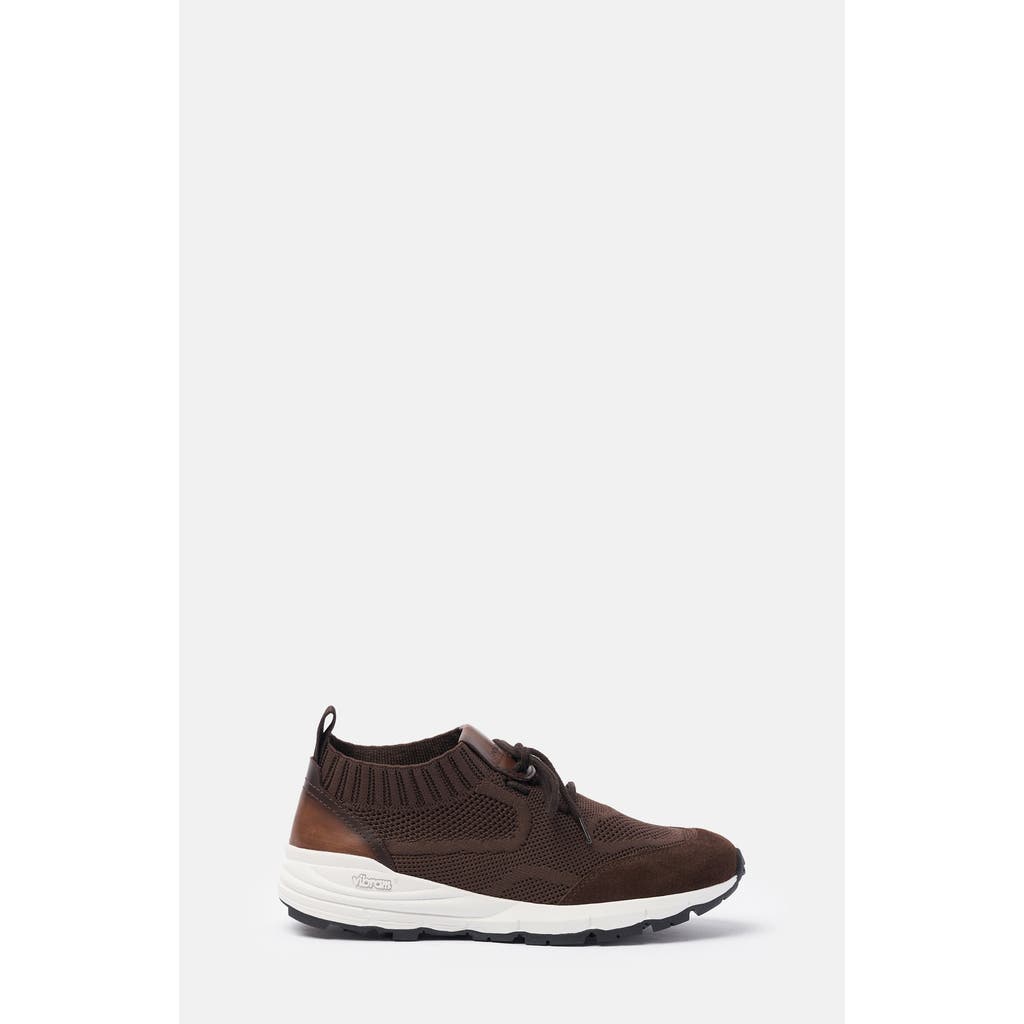Scarosso Knit-textured Lace-up Sneakers In Brown