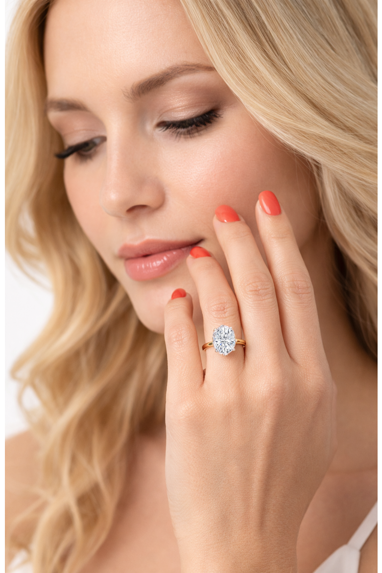 Elena Oval Moissanite Solitaire Vermeil Ring, Alternate, color, Gold