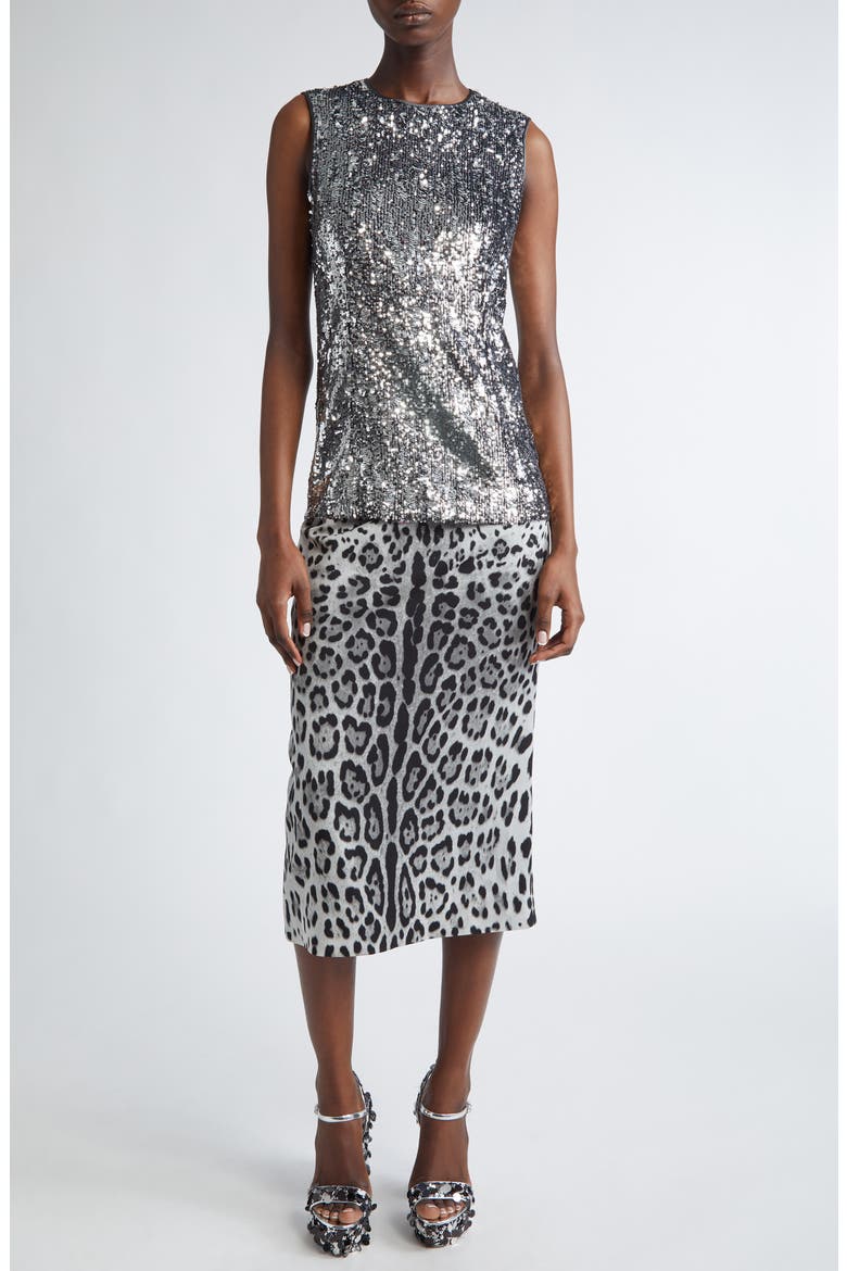 Sequin Sleeveless Top, Alternate, color, ARGENTO