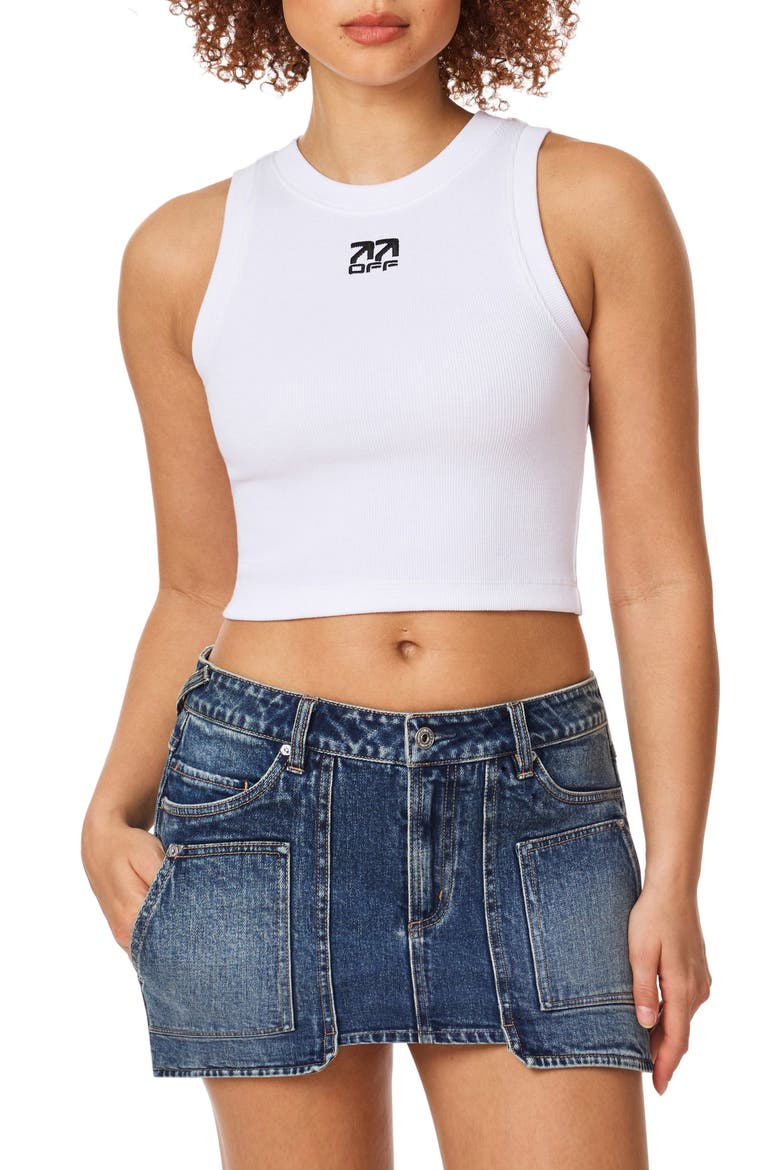 Graphic Rib Crop Tank, Main, color, BRIGHT WHITE