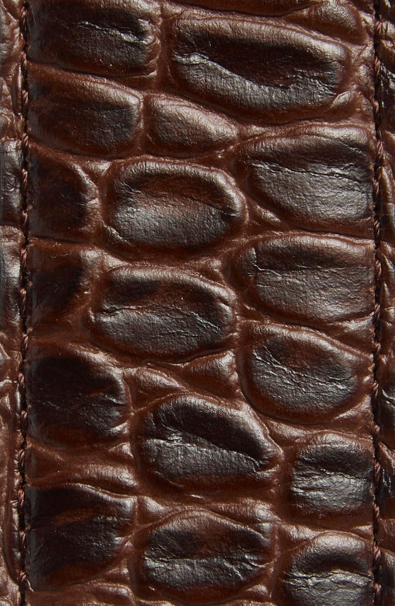 Nordstrom Milo Croc Embossed Leather Belt, Alternate, color, Bitter Chocolate