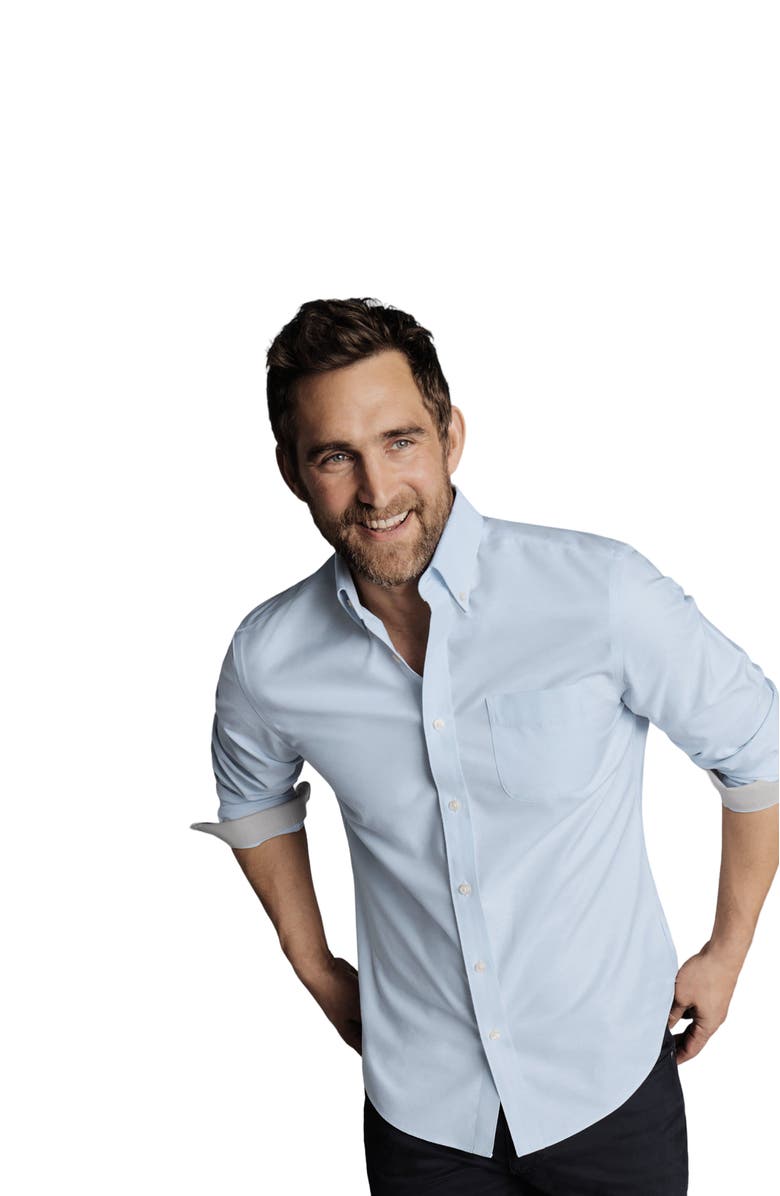 Charles Tyrwhitt Slim Fit Button-Down Collar Non-Iron Stretch Oxford Shirt, Alternate, color, Sky Blue