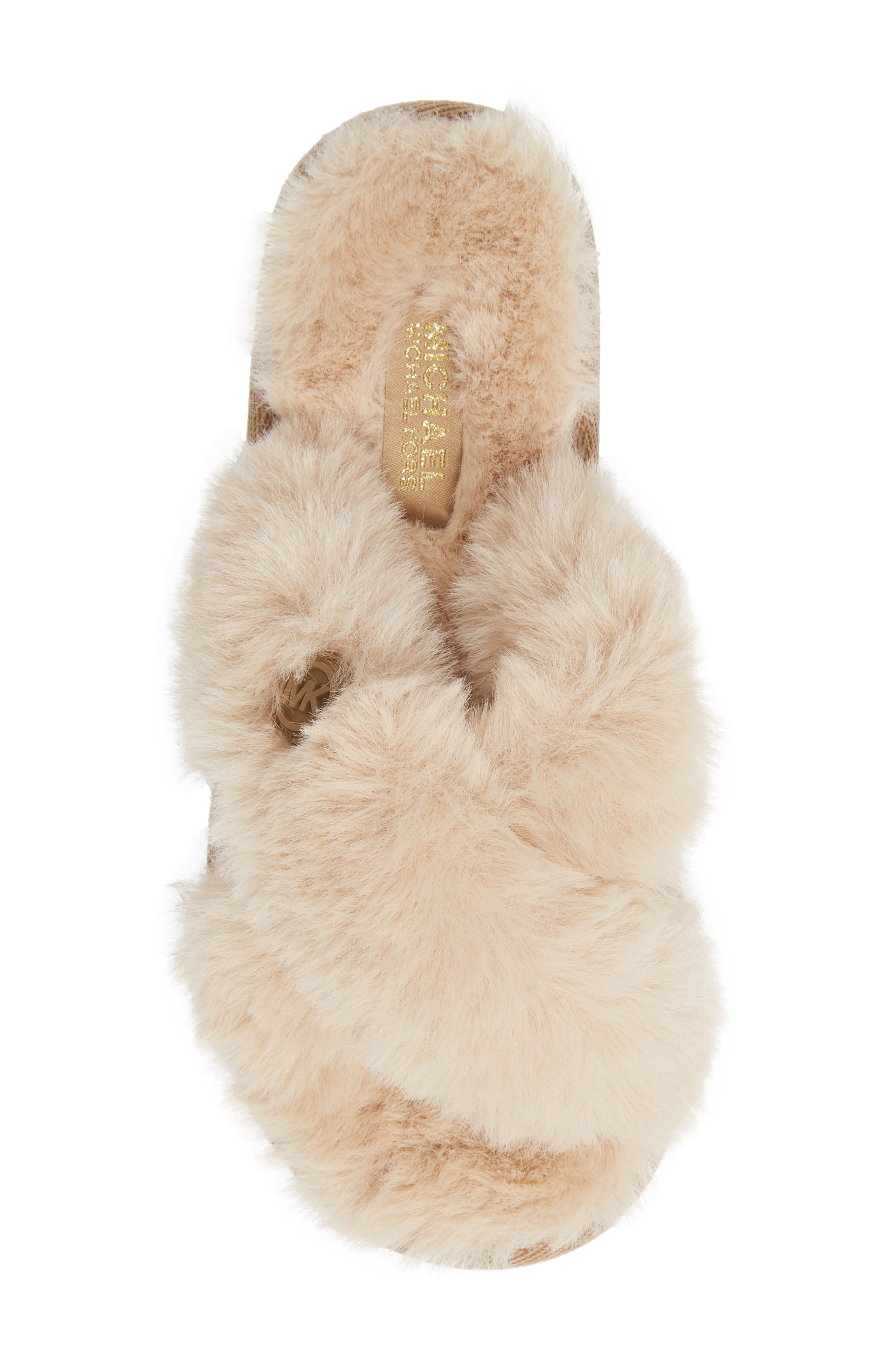 Lala Faux Fur Slide Slipper, Alternate, color, CAMEL FAUX FUR