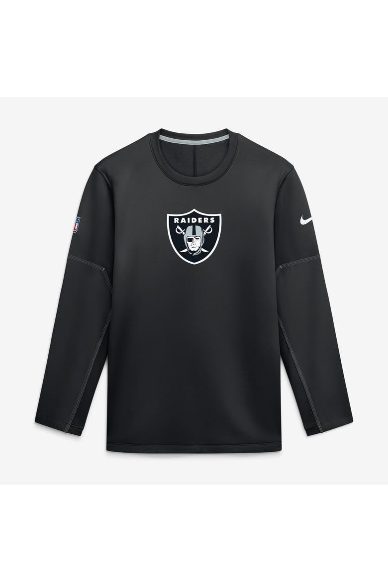 Men's Nike Black Las Vegas Raiders Sideline Coaches Team Present Midweight Therma-FIT Sweatshirt, Main, color, Black