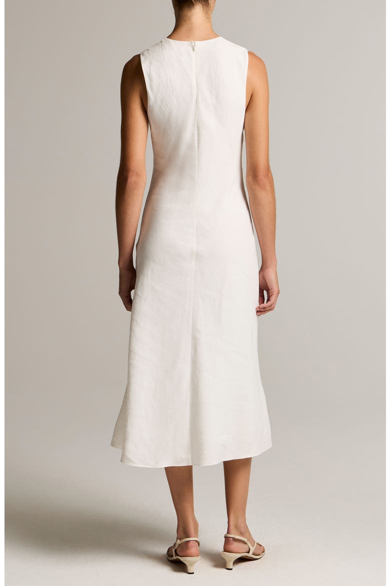 Linen Blend Midi Dress, Alternate, color, OFF WHITE