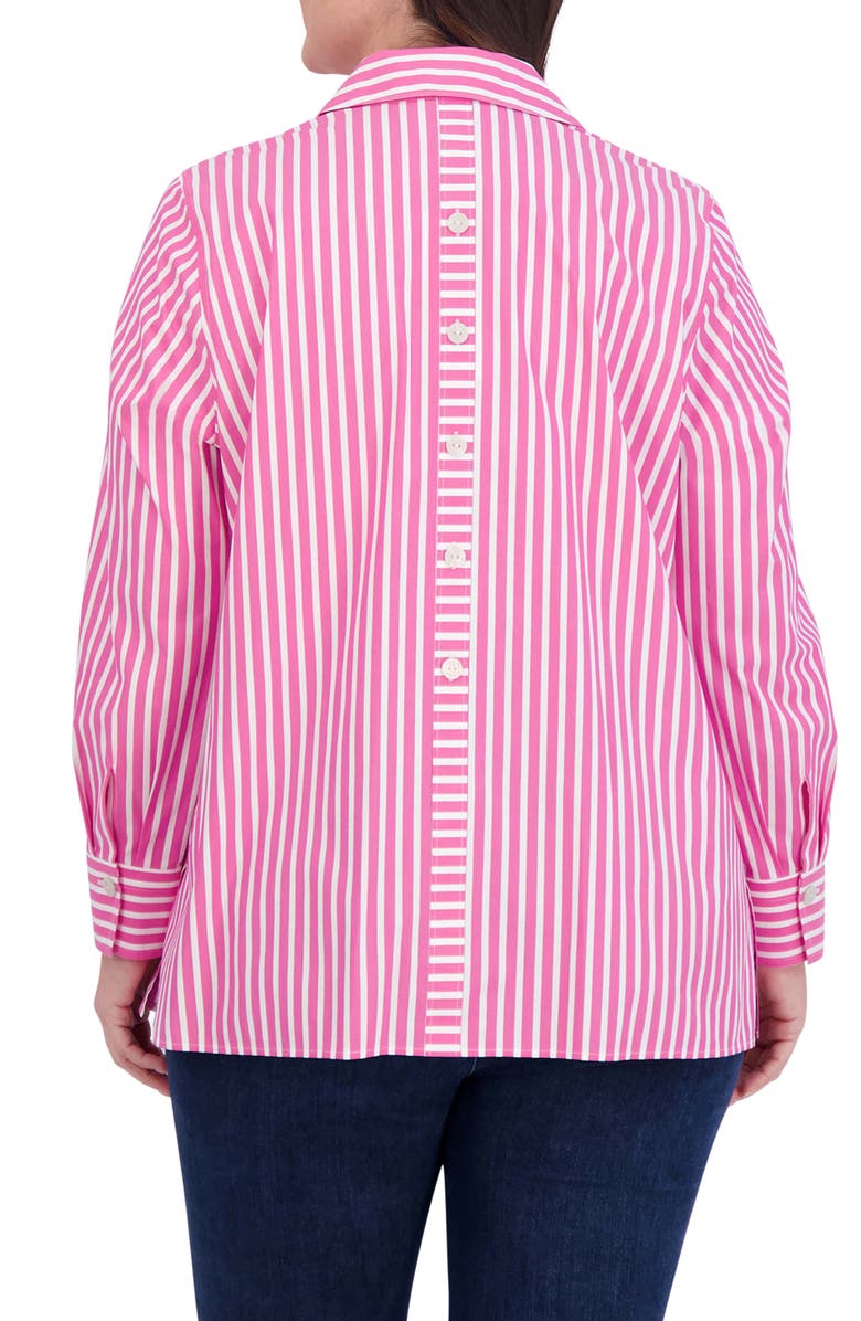 Foxcroft Pamela Stripe Stretch Tunic Blouse, Alternate, color, Azalea