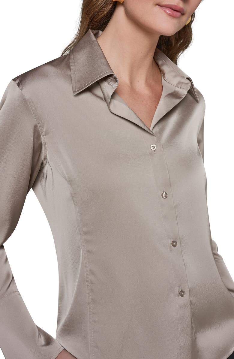 Donna Karan New York Satin Button-Up Shirt, Alternate, color, Turin