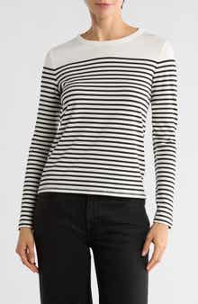 ELIE ELIE TAHARI Stripe Long Sleeve Knit Top