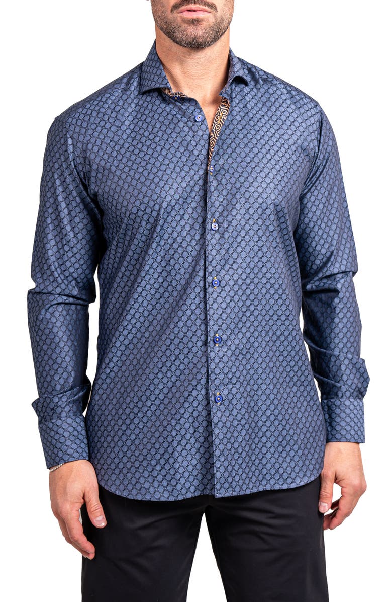 Maceoo Einstein Ascension Contemporary Fit Button-Up Shirt, Main, color, Blue