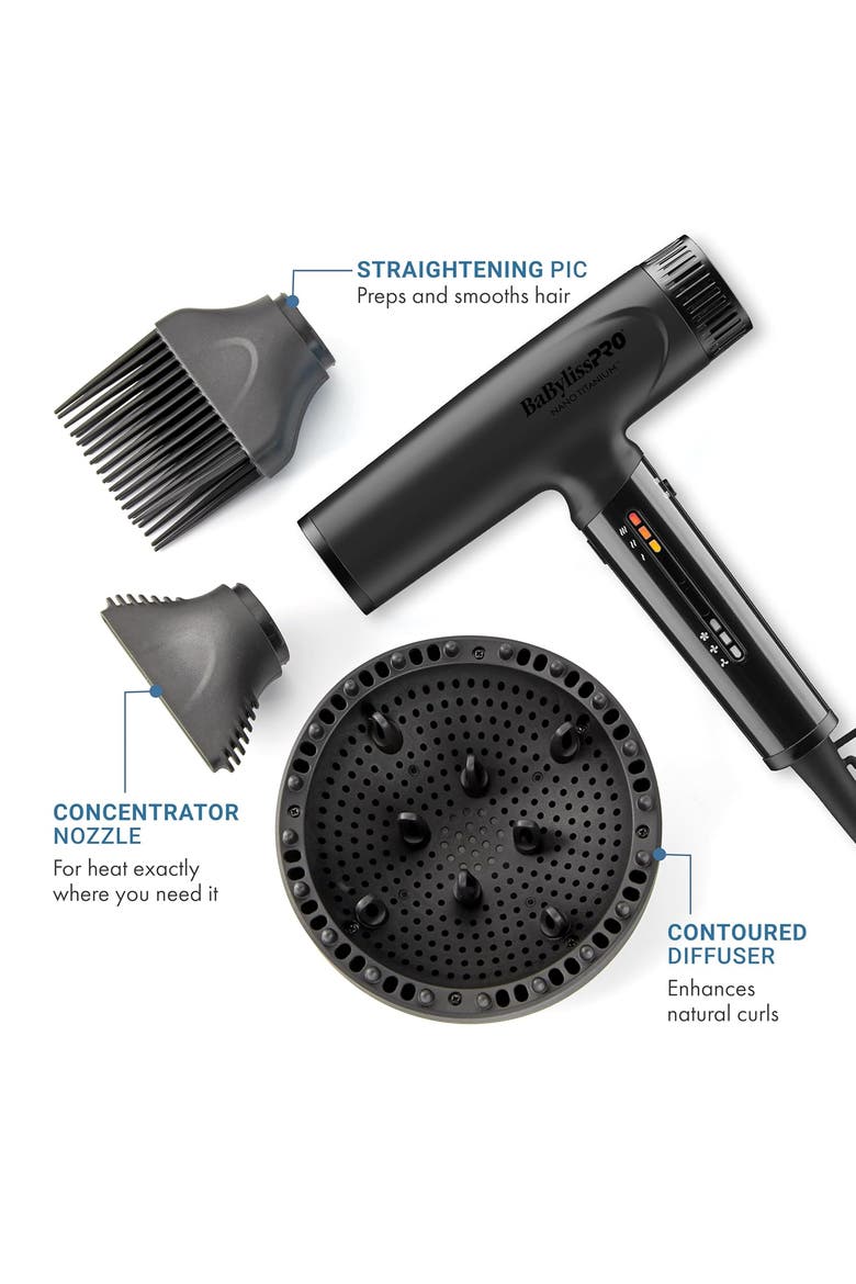 Nano Titanium Nano Light Ionic Dryer, Alternate, color, Black