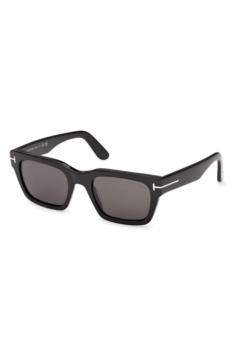 TOM FORD Andy-02 55mm Square Sunglasses, Alternate, color, Shiny Black / Smoke Lens