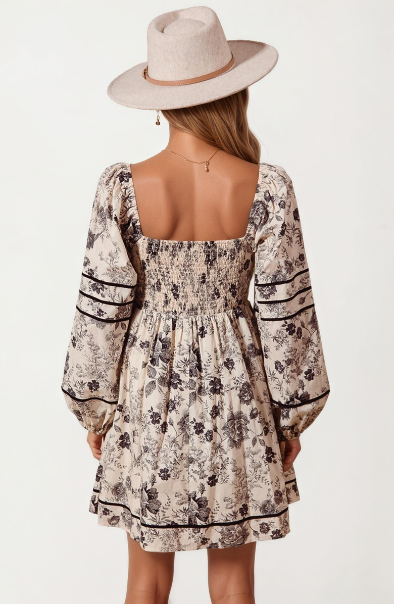 Knit and Lounge Square Neck Puff Sleeve Mini Dress, Alternate, color,