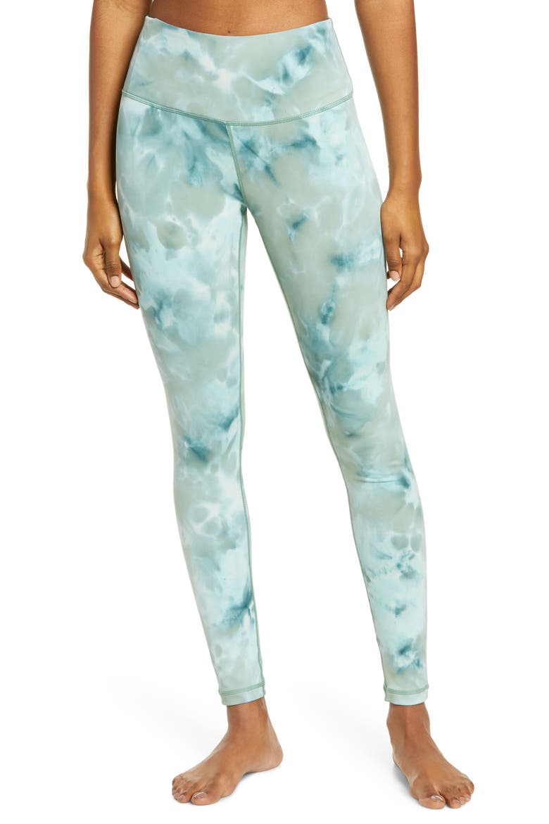 Spray Dye High Waist Leggings, Main, color, GREEN TOPIARY