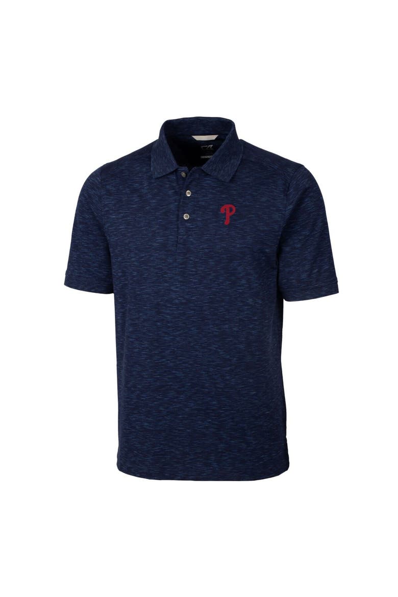 Men's Cutter & Buck Heathered Navy Philadelphia Phillies Advantage Space Dye Tri-Blend Polo, Alternate, color, Heather Navy