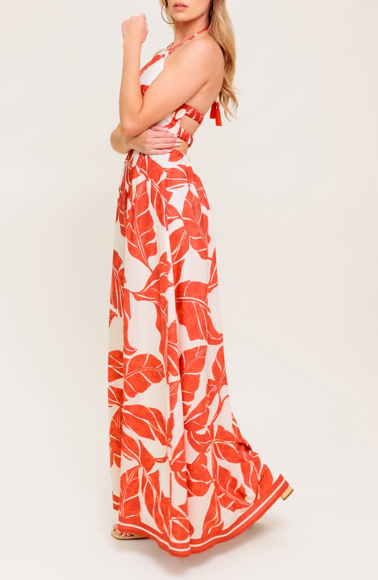 FLYING TOMATO Halter Maxi Dress, Alternate, color, Ivory/Red