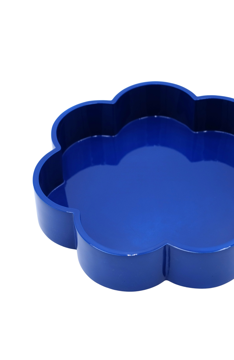Inner Child Cobalt Blue Flower-Shaped Lacquerware Tray, Alternate, color, Blue