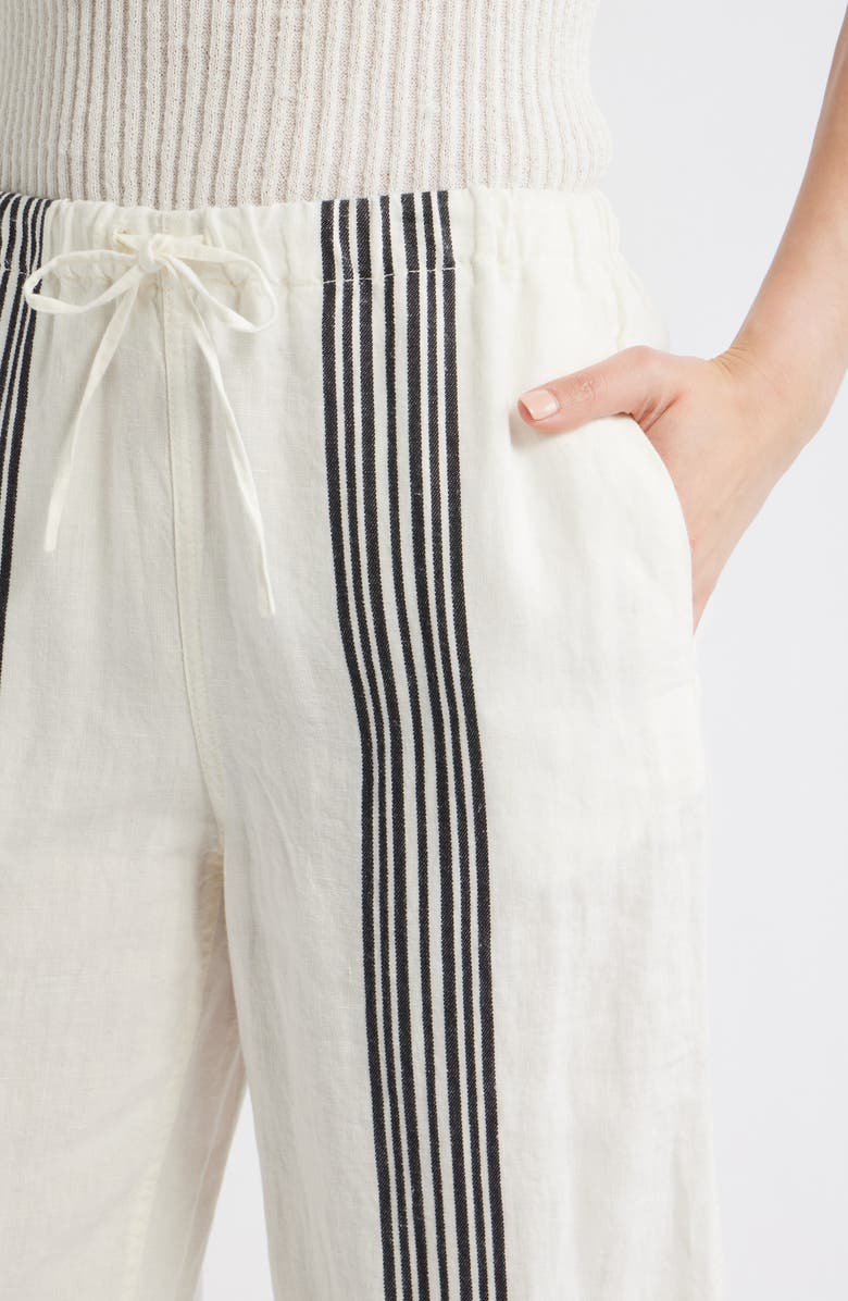 Madewell Linen Blend Pull-On Pants, Alternate, color, Bold Placement Stripe Black