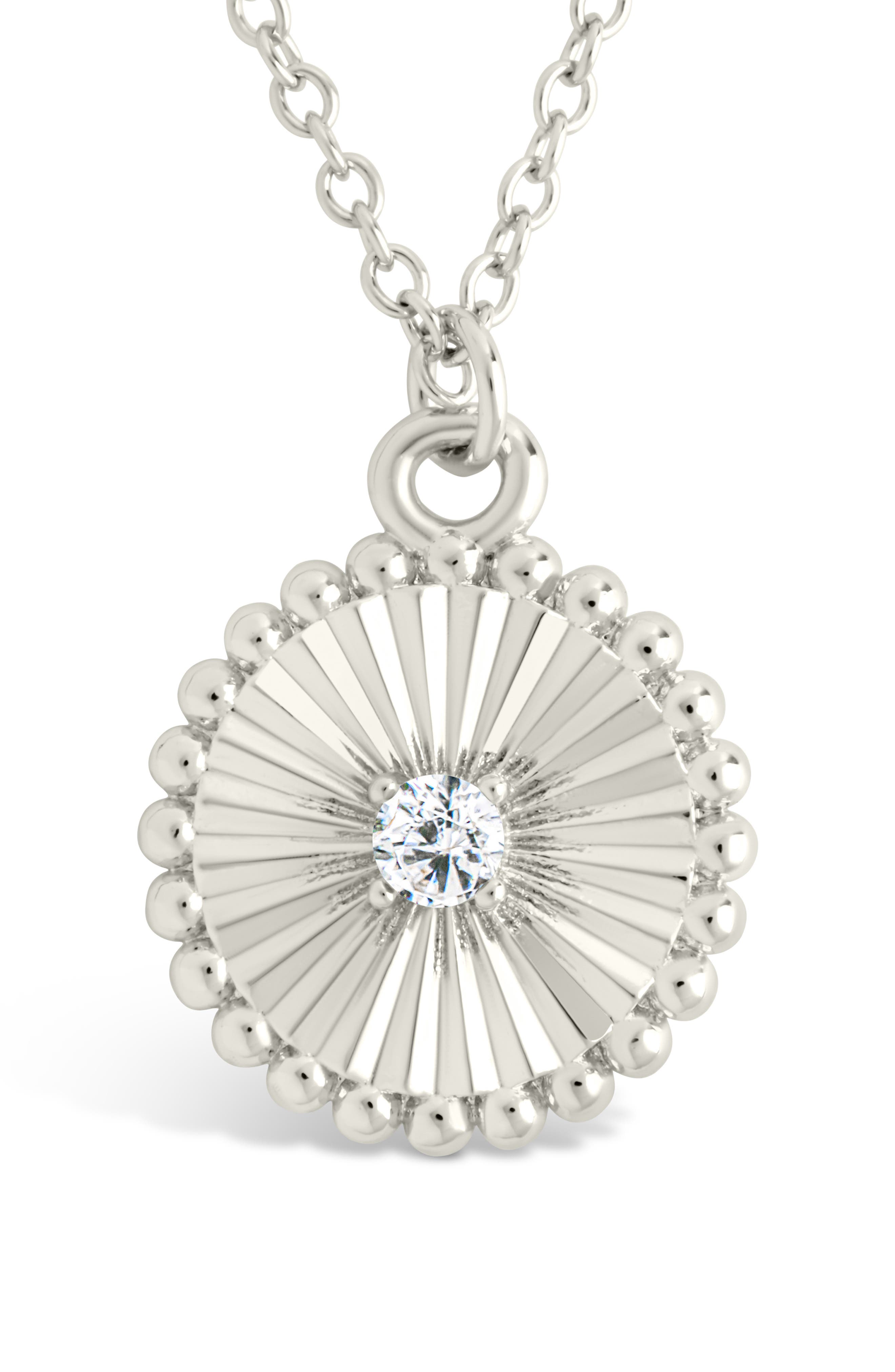 Sterling Forever Candiace Coin CZ Pendant Necklace