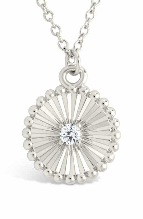 Sterling Forever Candiace Coin CZ Pendant Necklace