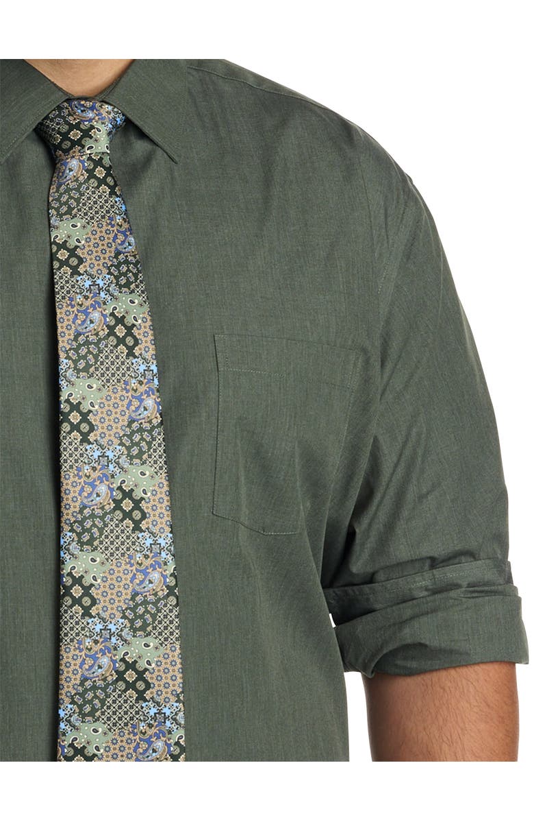 Synrgy by DXL Big & Tall Performance Heather Dress Shirt, Alternate, color, Deep Forest