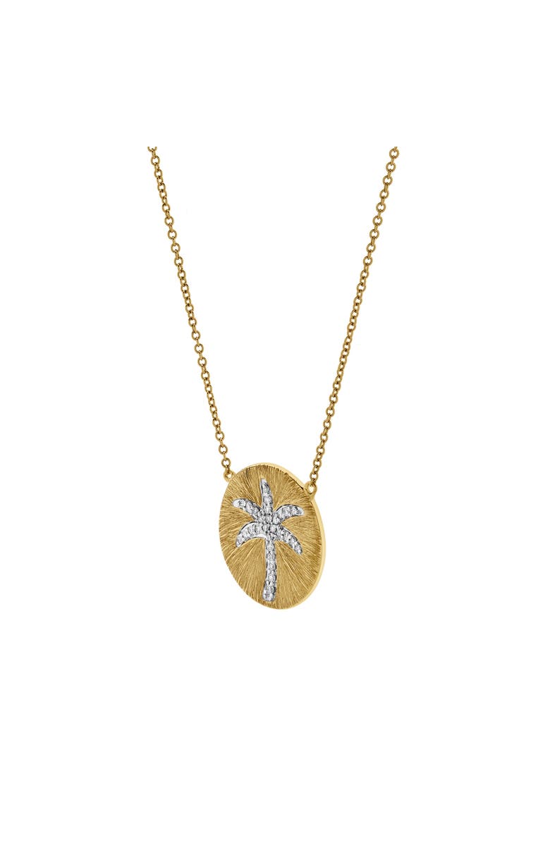 LuvMyJewelry Soleil Palm Diamond Studded Round Disc Pendant Necklace in 14K Gold, Alternate, color, 