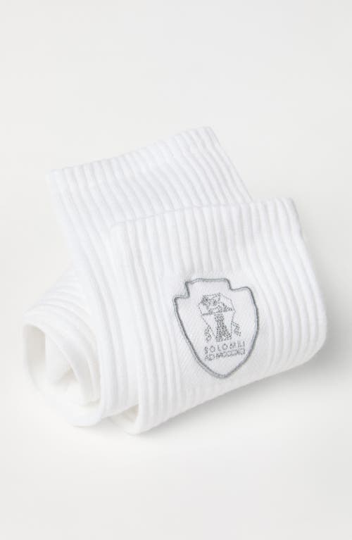 Brunello Cucinelli Techno Cotton Logo Socks In White