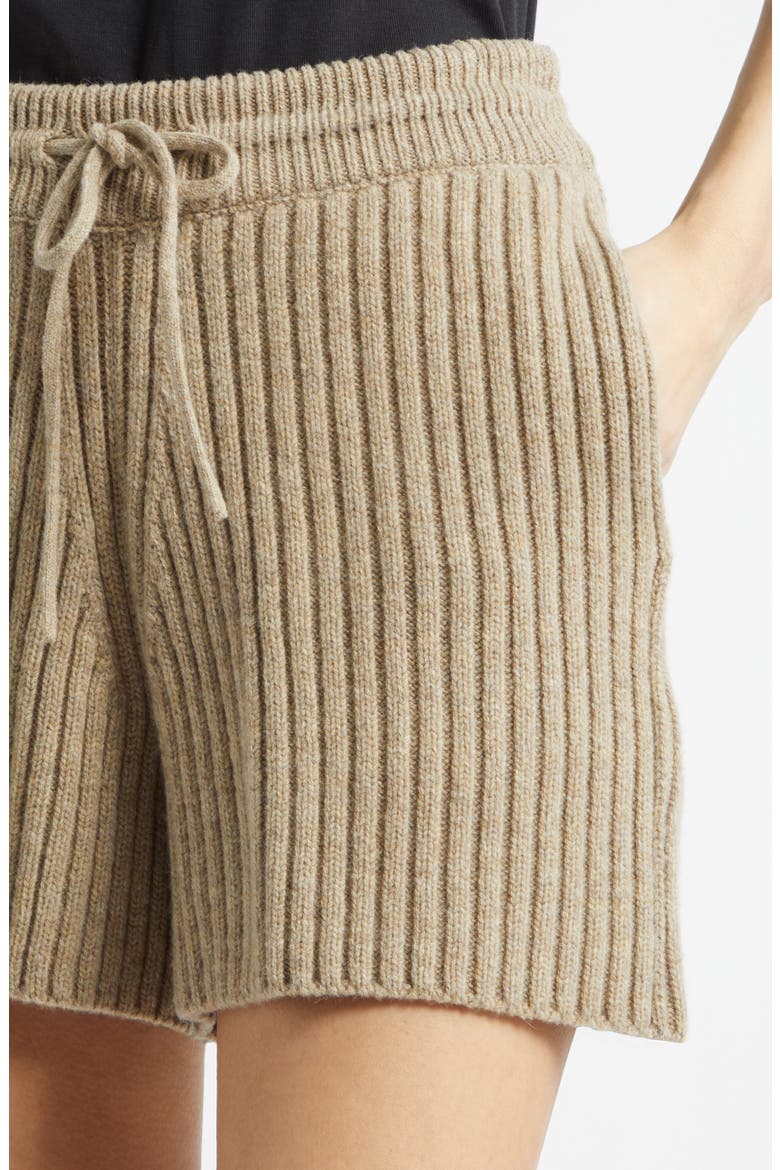 Peggy Rib Wool & Cashmere Shorts, Alternate, color, LIGHT BROWN MELANGE