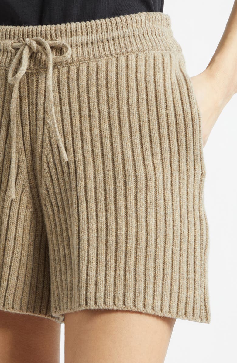 Burberry Peggy Rib Wool & Cashmere Shorts, Alternate, color, Light Brown Melange