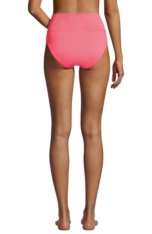 Lands' End Chlorine Resistant Pinchless High Waisted Bikini Bottoms In Pink