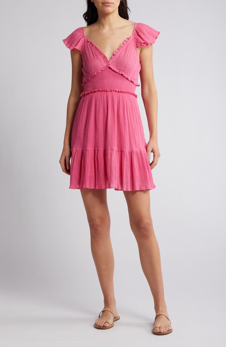 LoveShackFancy Ivella Cap Sleeve Cotton Minidress, Main, color, 