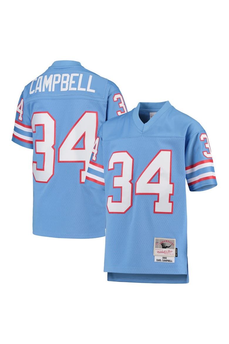 Youth Mitchell & Ness Earl Campbell Light Blue Houston Oilers 1980 Gridiron Classic Legacy Retired Player Jersey, Alternate, color, Light Blue