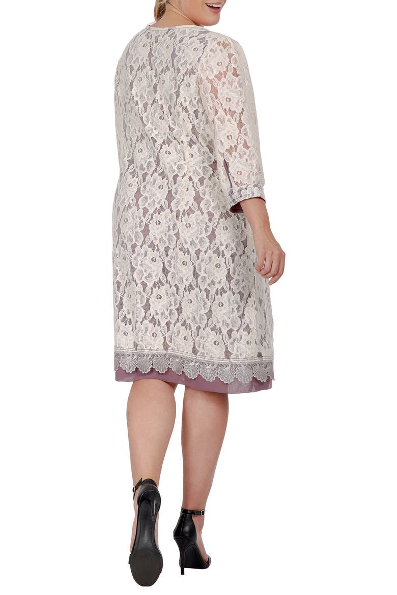 Floral Lace Midi Dress, Alternate, color, LIGHT BEIGE