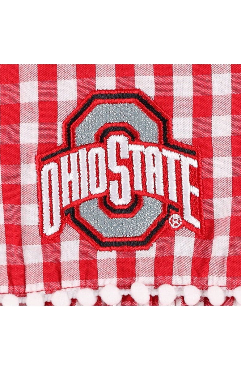 GARB Girls Infant Garb Scarlet/White Ohio State Buckeyes Teagan Gingham Ruffled Romper, Alternate, color,