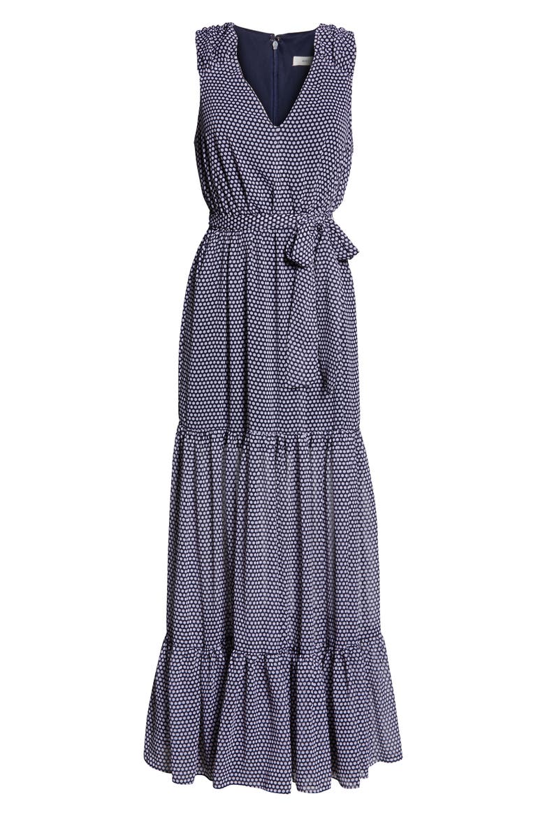 Polka Dot Maxi Dress, Alternate, color, NAVY/ BLUSH