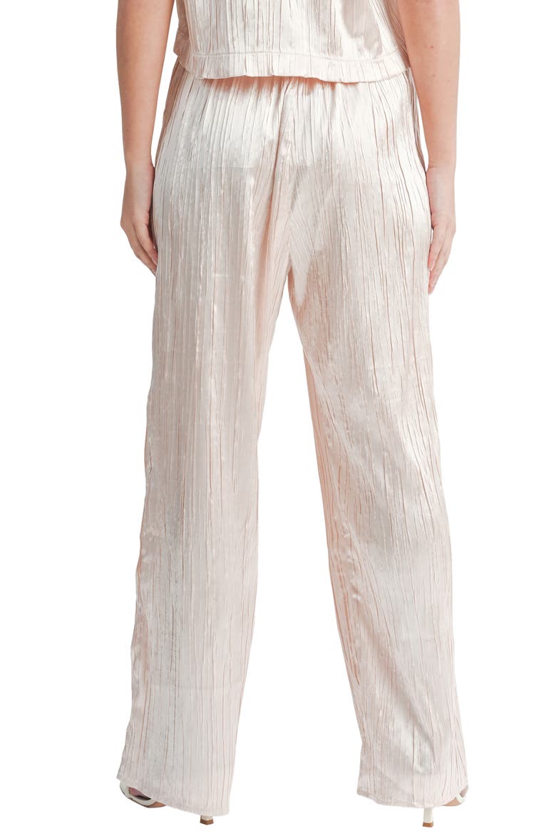 Plissé Wide Leg Satin Pants, Alternate, color, BLUSH
