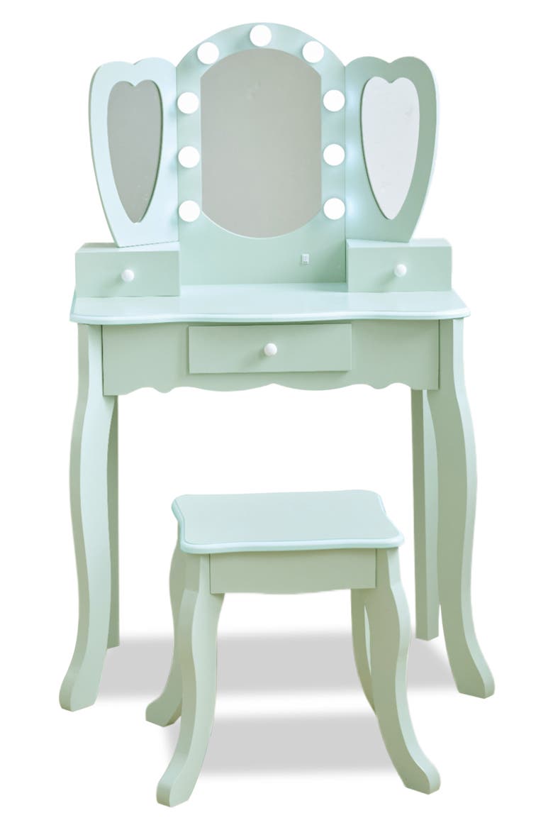 Heart Glow Vanity Table & Stool Set, Alternate, color, GREEN