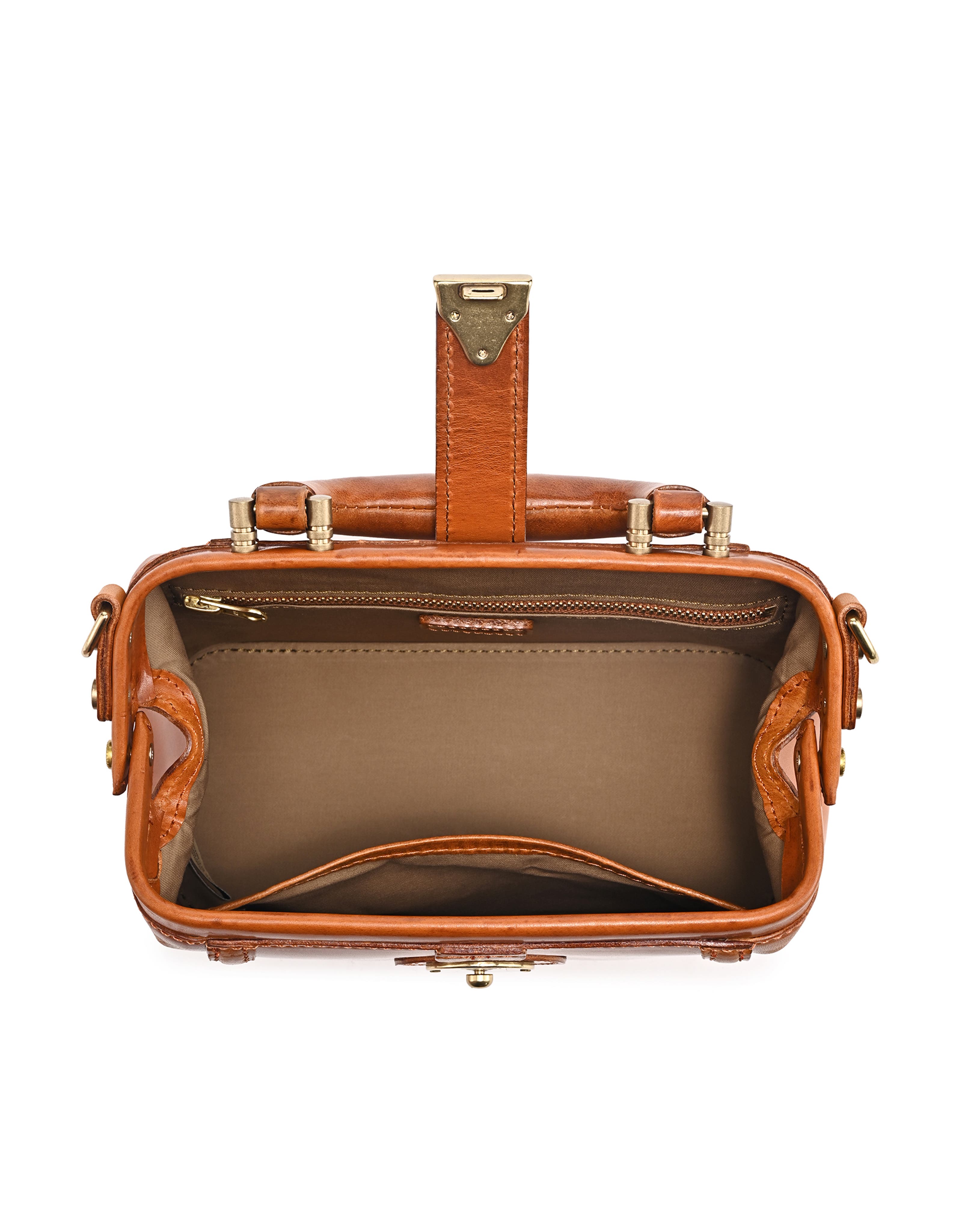 Azalea Genuine Leather Mini Doctor Satchel, Alternate, color, Caramel