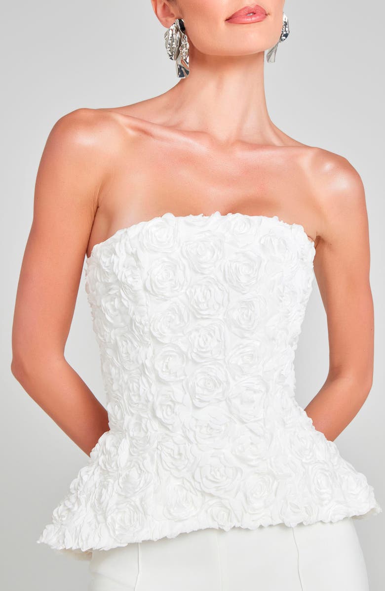 Phoebe Rosette Strapless Peplum Top