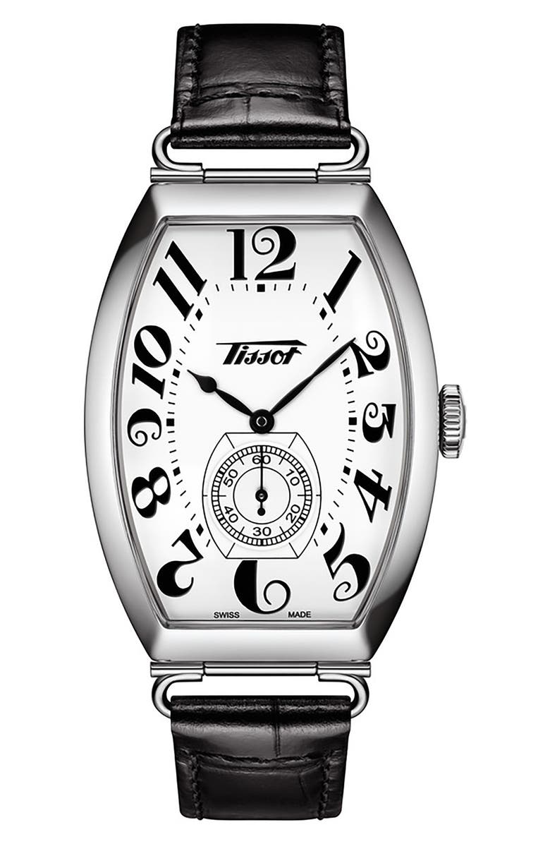 Tissot Heritage Porto Leather Strap Watch, 42.5mm x 31mm, Main, color,