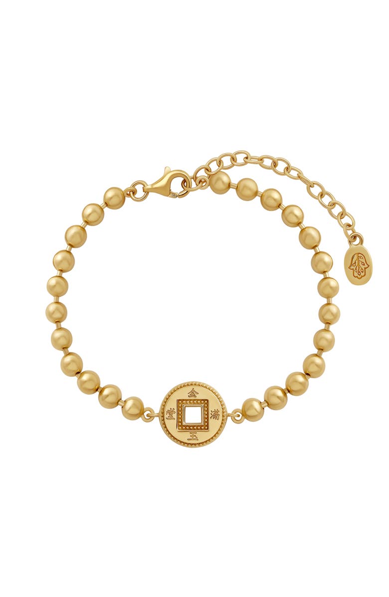 Karma and Luck Radiant Fortune Gold Lucky Coin Bracelet, Main, color,