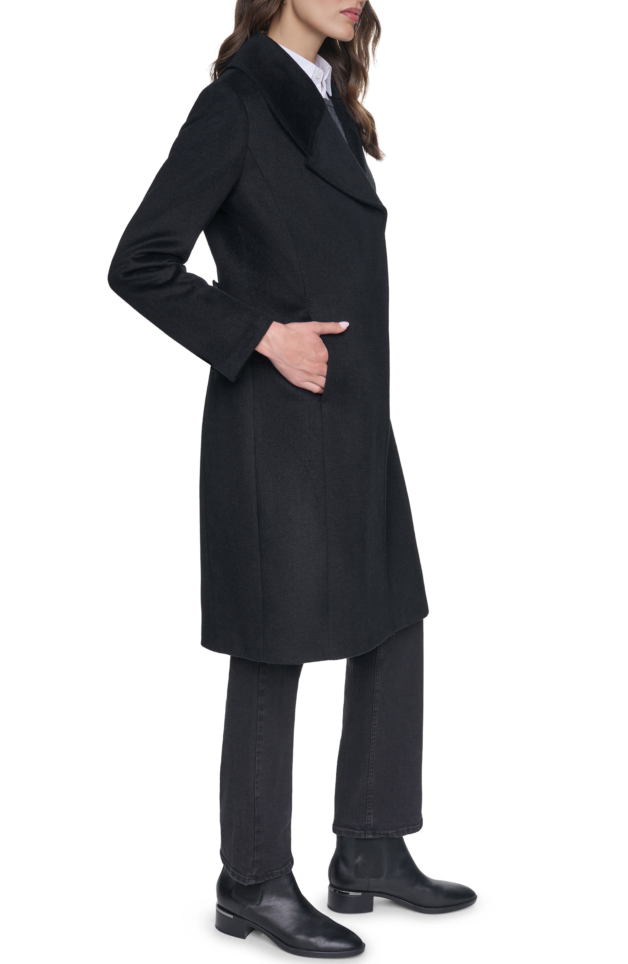 Женские куртки Cole Haan Signature Oversize Collar Wool Blend Coat — фото 3