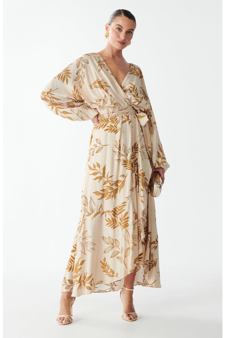 Julia Midi Dress, Alternate, color, Golden Palms
