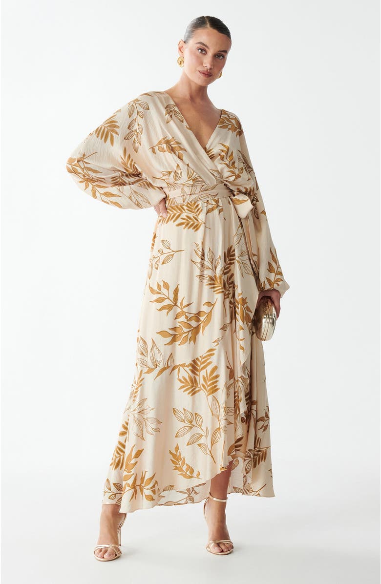 SAVEL Julia Midi Dress, Alternate, color, Golden Palms